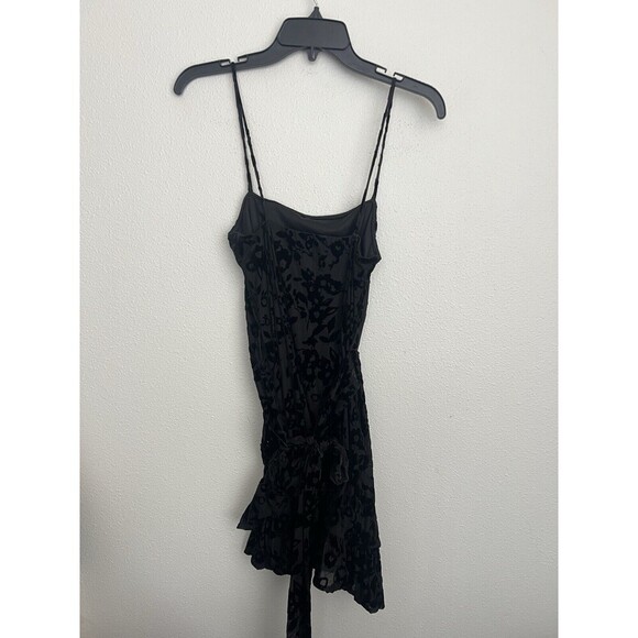 Free People Velvet Burnout Slip Black Ruffle Sleeveless Whimsy Fairy Grunge S - Picture 9 of 12